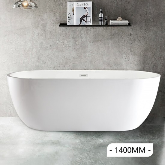 1400x700x580mm Oval Bathtub Freestanding Acrylic Apron White Bath Tub